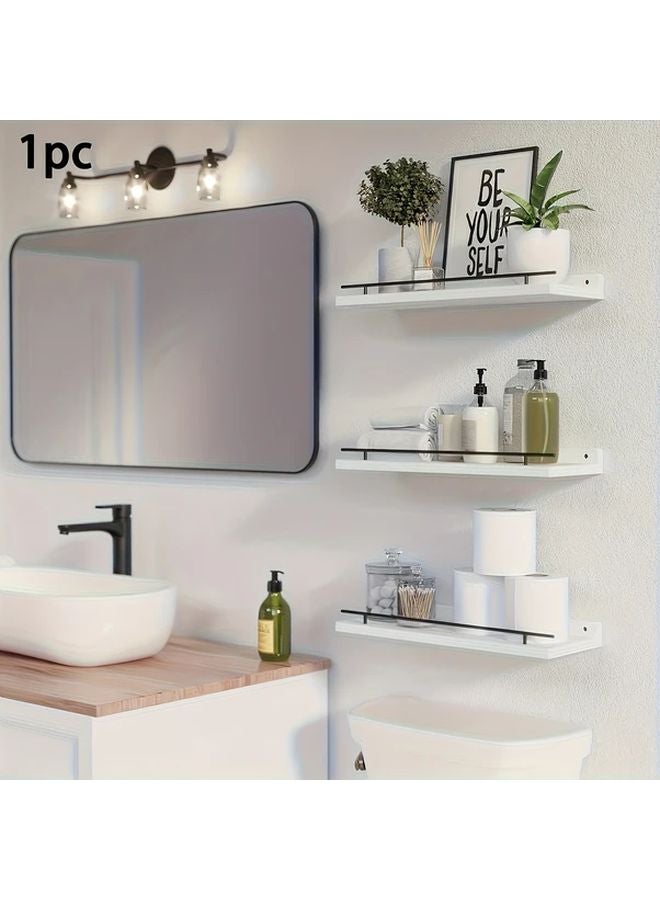 Black Floating Shelf Wall Mounted Storage Single Layer Easy Assemble for Bathroom Kitchen - Image 5